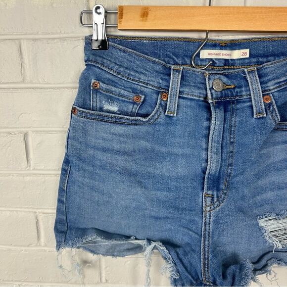 Levi’s Distressed High Rise Denim Shorts Size 28 - Picture 5 of 7